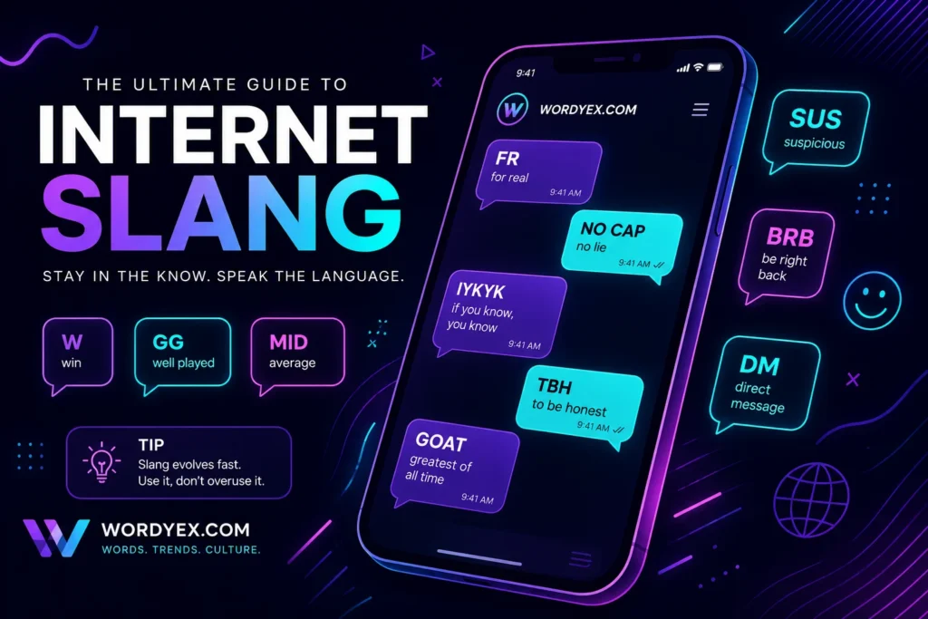 Wordyex Gen Z and TikTok Slang Dictionary 2026 infographic cover.