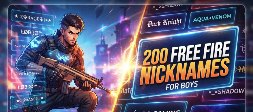 200 Free Fire Nicknames for Boys (Freestyle, Casual & Aesthetic)